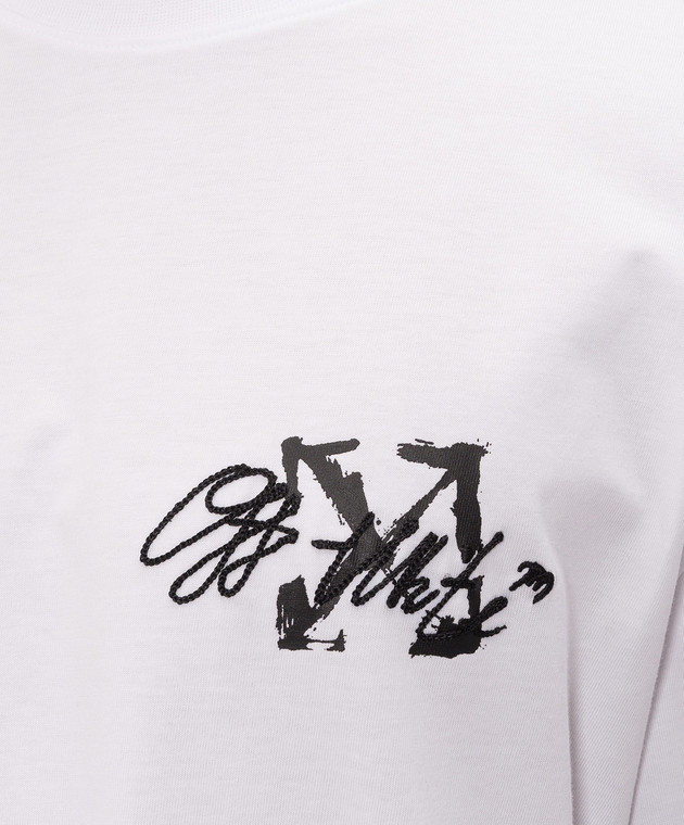 Off-White Белая футболка Stroke с вышивкой логотипа 44MAA120F26J00J изображение 5