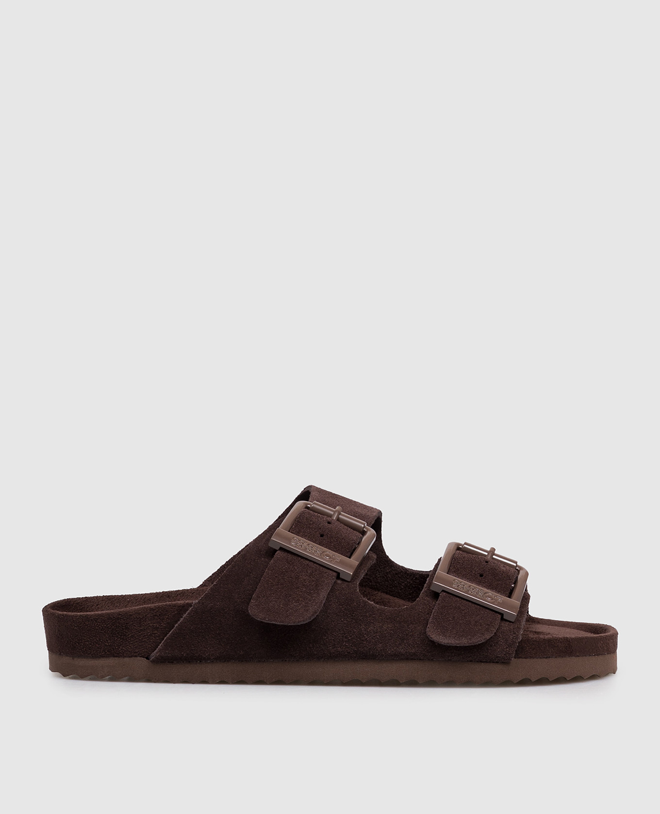 Коричневые замшевые шлепанцы SLOFI с гравировкой логотипа