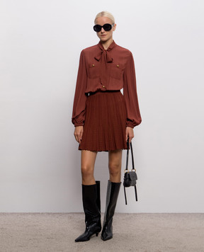 Twinset Коричневое платье-рубашка с фактурным узором 262TP3081