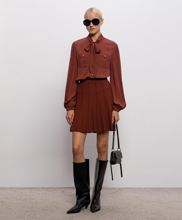Twinset Коричневое платье-рубашка с фактурным узором 262TP3081 изображение 2