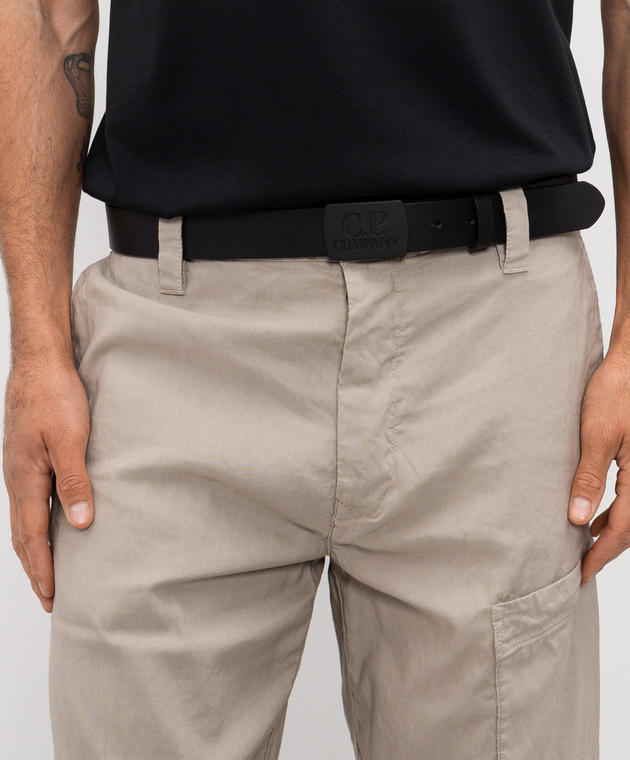 C.P. Company Черный кожаный ремень с гравировкой логотипа MAC301A110522A изображение 2