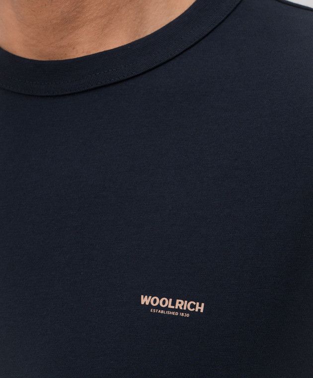 Woolrich Синя футболка з принтом логотипа CFWOTE2012MRUT5334 зображення 5