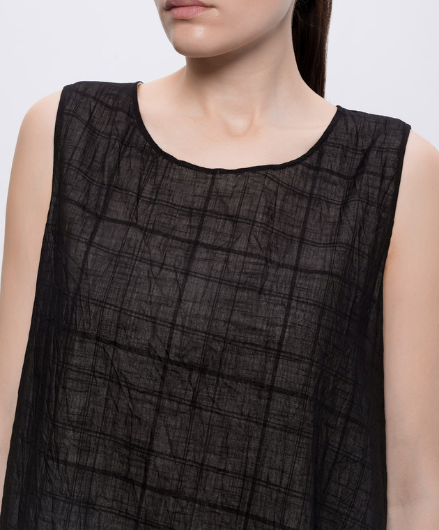 Y`S Yamamoto Чорна сукня з льоном подвійної конструкції YKD16800 зображення 5