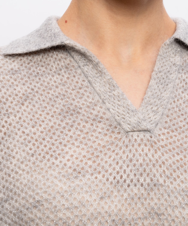 Brunello Cucinelli Серый свитер с шерстью с люрексом MGG270505P изображение 5