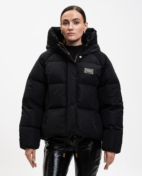 Dolce&Gabbana Чорна стьобана куртка з логотипом F9R19TGDBWM