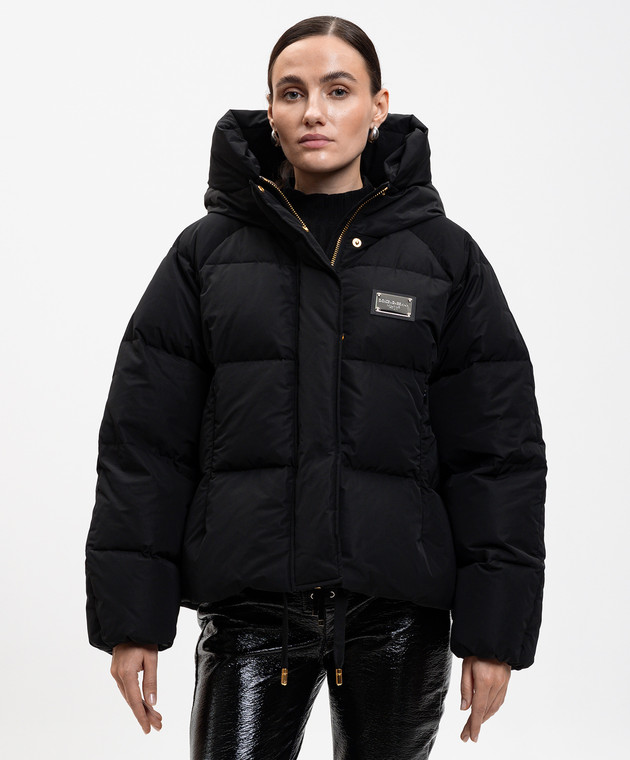 Dolce&Gabbana Чорна стьобана куртка з логотипом F9R19TGDBWM зображення 3