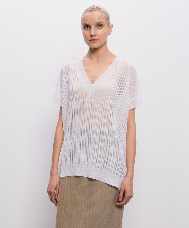 UMA WANG Білий топ з льону UK7122 зображення 3