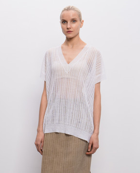 UMA WANG Білий топ з льону UK7122