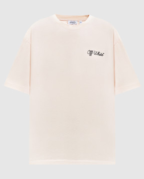 Off-White Бежевая футболка с принтом логотипа 44MAA120S26J01D