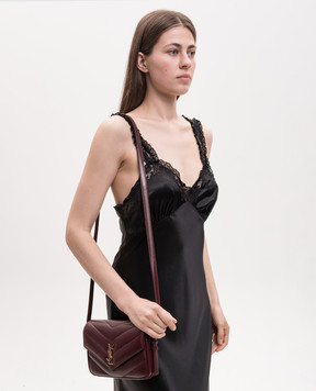 Saint Laurent Бордовая кожаная сумка кросс-боди LOULOU 873156AAEAX