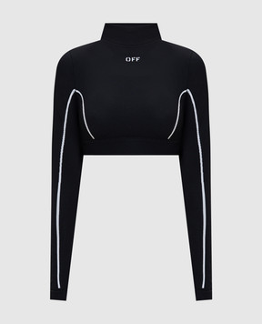Off-White Чорний укорочений топ Off Stamp 2VB04EC99KNI001