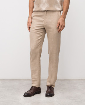 Stefano Ricci Бежеві штани з льону, вовни та шовку M1T6100018B127HA