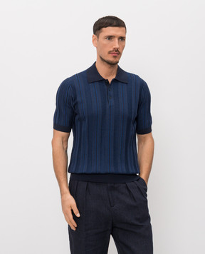 Brunello Cucinelli Синее поло в узор M29806305