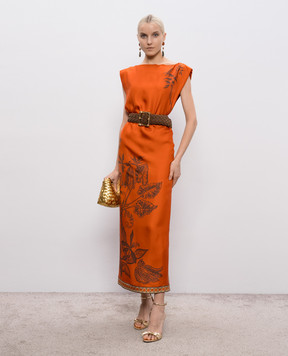 Alemais Оранжевое платье Monkey Dance из шелка 6883D
