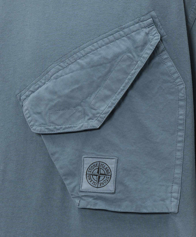 Stone Island Синяя футболка с карманом L2S152100008S0500 изображение 5