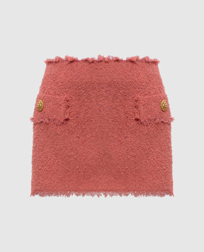 Balmain Рожева твідова спідниця міні з вовною GF0LBB50WD60