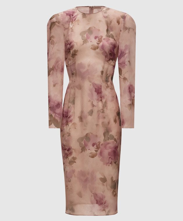 Magda Butrym Бежевое платье из шелка в цветочный принт DRESS29230926