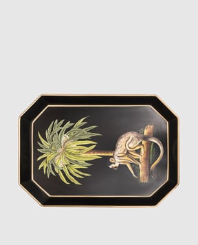 Les Ottomans Декоративна чорна таця з брендовим принтом IT257