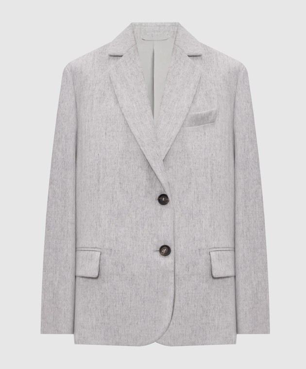 Brunello Cucinelli Сірий жакет з вовни з ланцюжком моніль MG5497204P