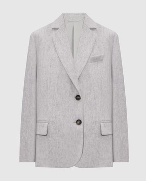 Brunello Cucinelli Серый жакет из шерсти с цепочкой мониль MG5497204P
