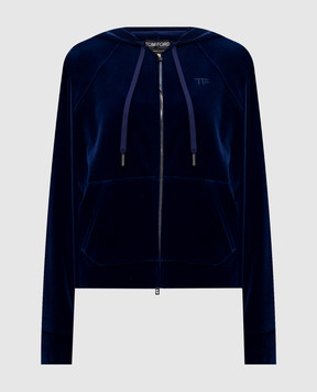 Tom Ford Синяя велюровая спортивная куртка FLJ072JEX154