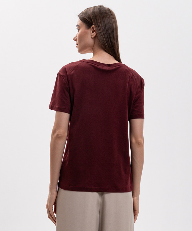 Max Mara Бордовая футболка SEGALE с вышивкой SMMSEGALE изображение 4