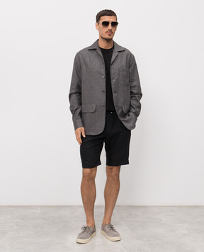 Stefano Ricci Чорні шорти з льону та вовни M1T6100300WL003L