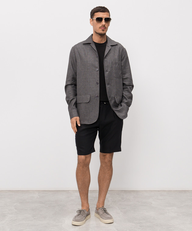 Stefano Ricci Черные шорты из льна и шерсти M1T6100300WL003L изображение 2