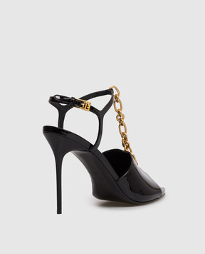 Balmain Чорні шкіряні лаковані босоніжки Sync FN1UH154LPAT