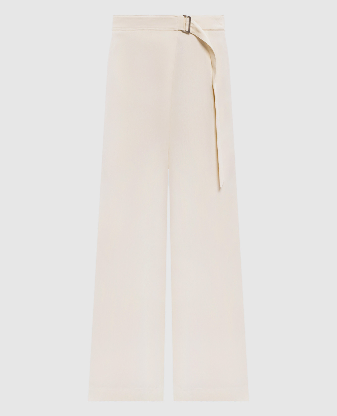 

Бежевые брюки с льном, Бежевый, Широкие брюки