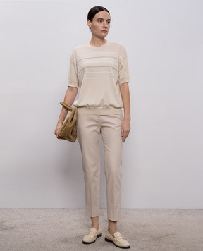 Peserico Бежевий топ з ланцюжком моніль A99088F149234S