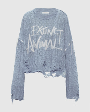 SSHEENA Голубой свитер Konfetto с прорехами в узор 26SSKONFETTOFS26001