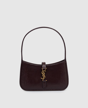 Saint Laurent Бордова шкіряна глянцева сумка LE 5À7 з тисненням під шкіру рептилії 710318EABAN