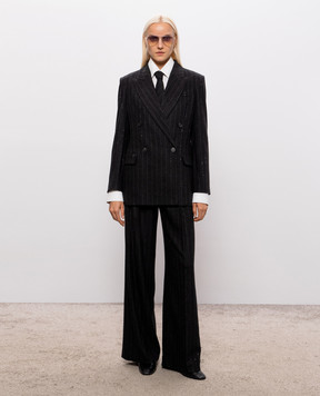 Brunello Cucinelli Темно-серые брюки с шерстью в полоску MG576P8884