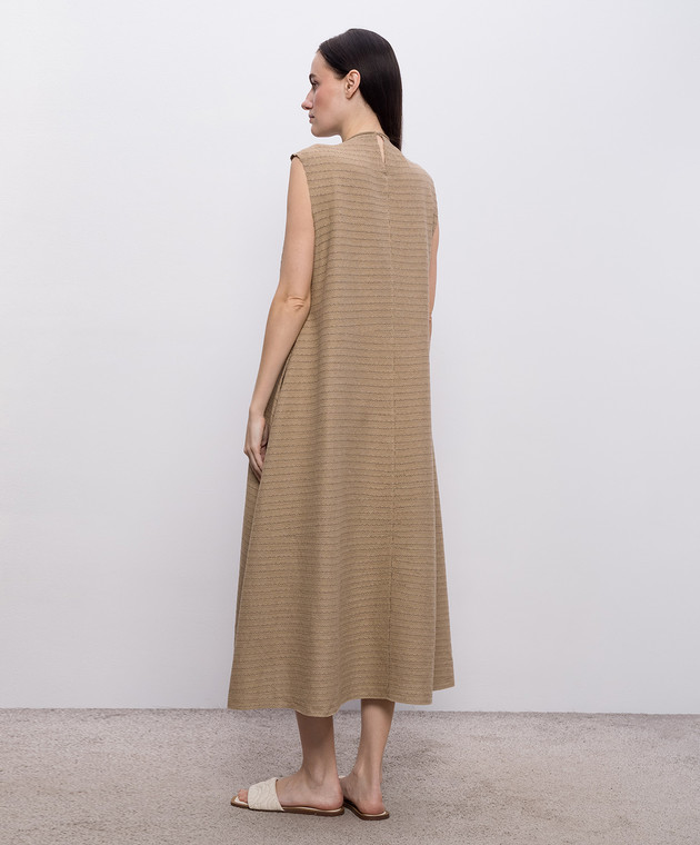 BOBOUTIC Коричнева сукня міді із шовку та льону 5022 зображення 4