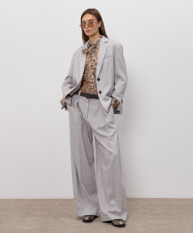 Brunello Cucinelli Сірий жакет з вовни з ланцюжком моніль MG5497204P зображення 2