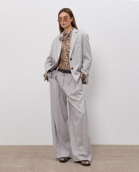 Brunello Cucinelli Серый жакет из шерсти с цепочкой мониль MG5497204P
