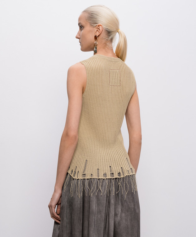 UMA WANG Бежевий топ з бахромою UK7140 зображення 4