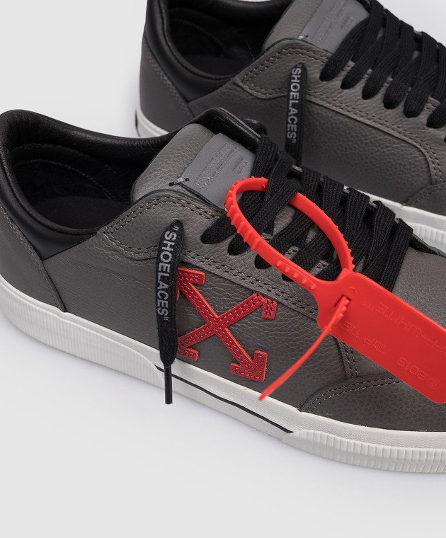 Off-White Сірі шкіряні кросівки Vulcanized OMIA293S26LEA001 зображення 5