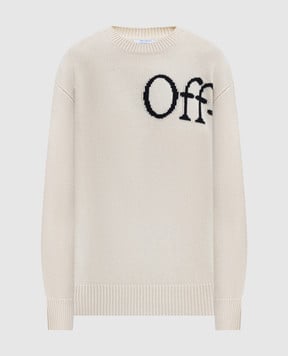 Off-White Белый свитер с шерстью с логотипом OFF OWHE10OF25KNI002