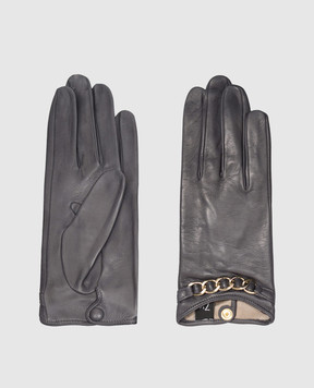 Sermoneta Gloves Сірі шкіряні рукавички з ланцюжком AN07FCATENACH