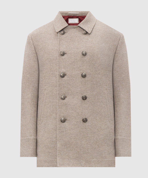 Brunello Cucinelli Сіре двобортне пальто з кашеміру MT4017008K