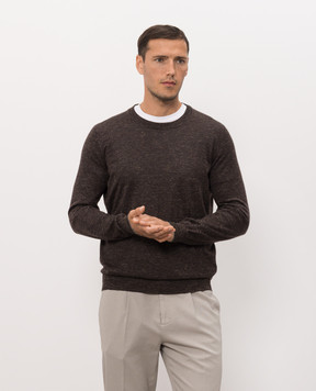 Brunello Cucinelli Коричневий джемпер з кашеміру, шовку та льону MSY00100