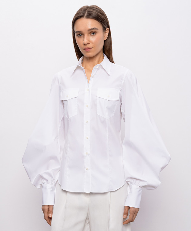 Brunello Cucinelli Біла сорочка з ланцюжком моніль M0091NM906 зображення 3