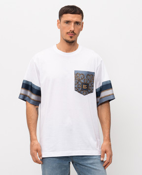 Dolce&Gabbana Біла футболка із шовком з принтом G8SB2TG7PZK