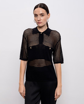 Twinset Чорне ажурне поло 261AP3033