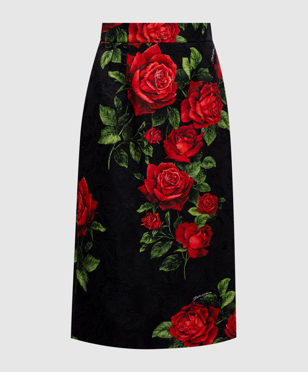 Dolce&Gabbana Черная юбка с шелком в принт F4CS8TFSTB4