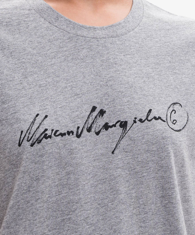 Maison Margiela MM6 Серая меланжевая футболка с принтом логотипа S52GC0368M20170 изображение 5