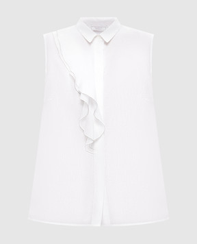 Peserico Белый топ с шелком с воланом A0811608372