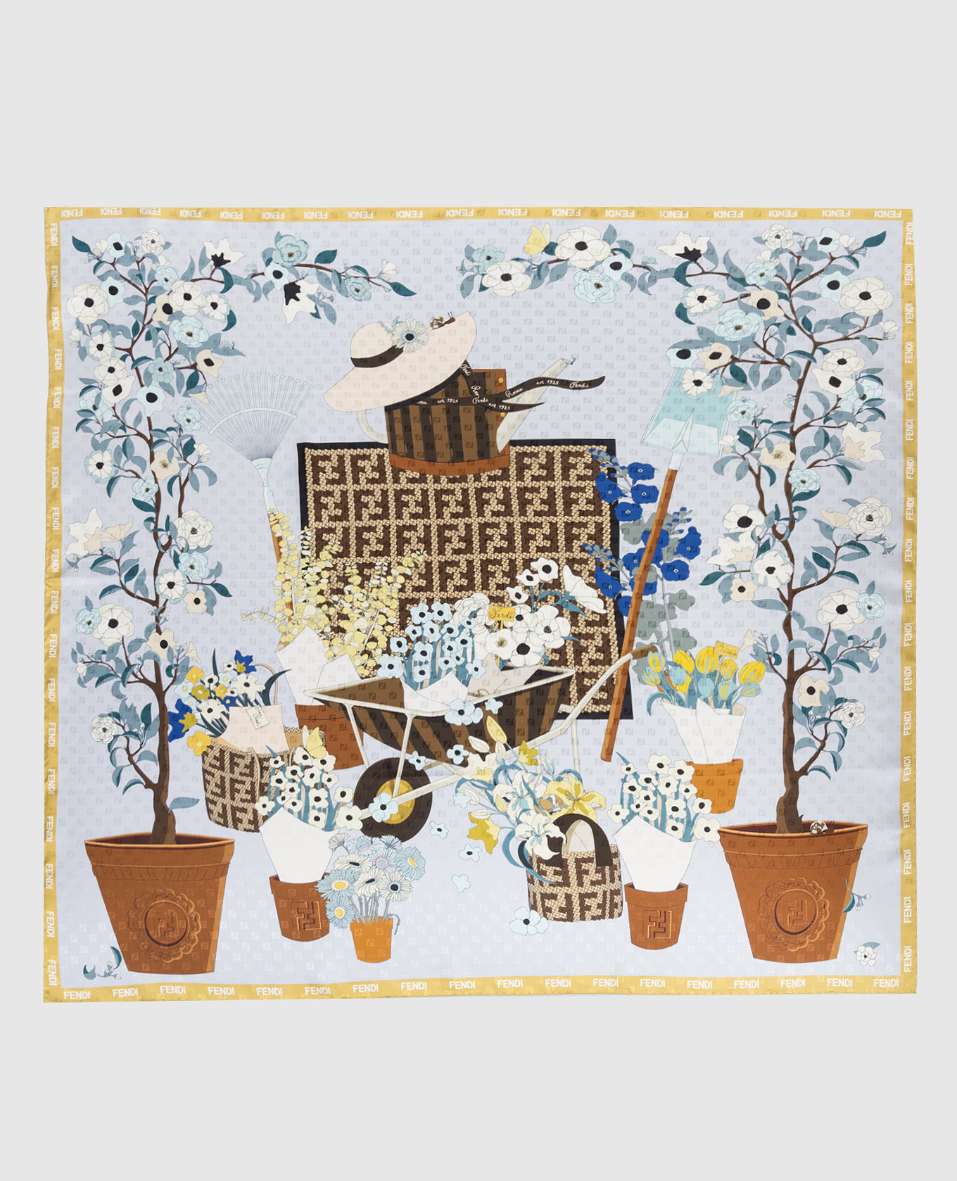 Голубой платок из шелка Gardening